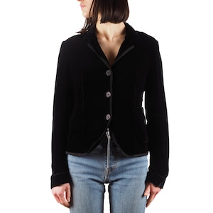 Marithe Francois Girbaud Blazer Jacket Vintage Women Black Velour IT 44 / US 8