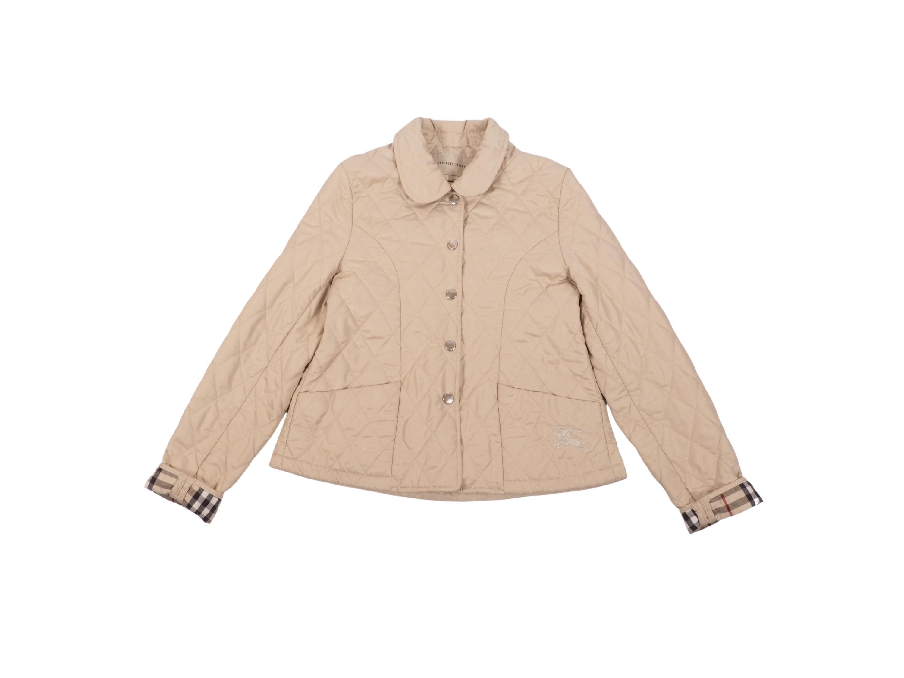 Burberry Quilted Jacket Vintage Kids Girls Beige Nova Check Lined