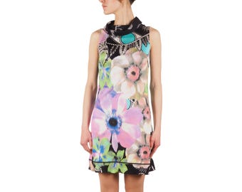 Vestido camisero de seda con estampado floral vintage de Roberto Cavalli, talla IT 42 / US 8