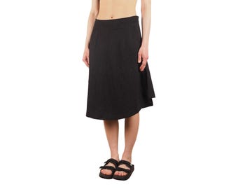 Falda midi de corte A en mezcla de lana color carbón para mujer Rundholz Black Label, talla XS