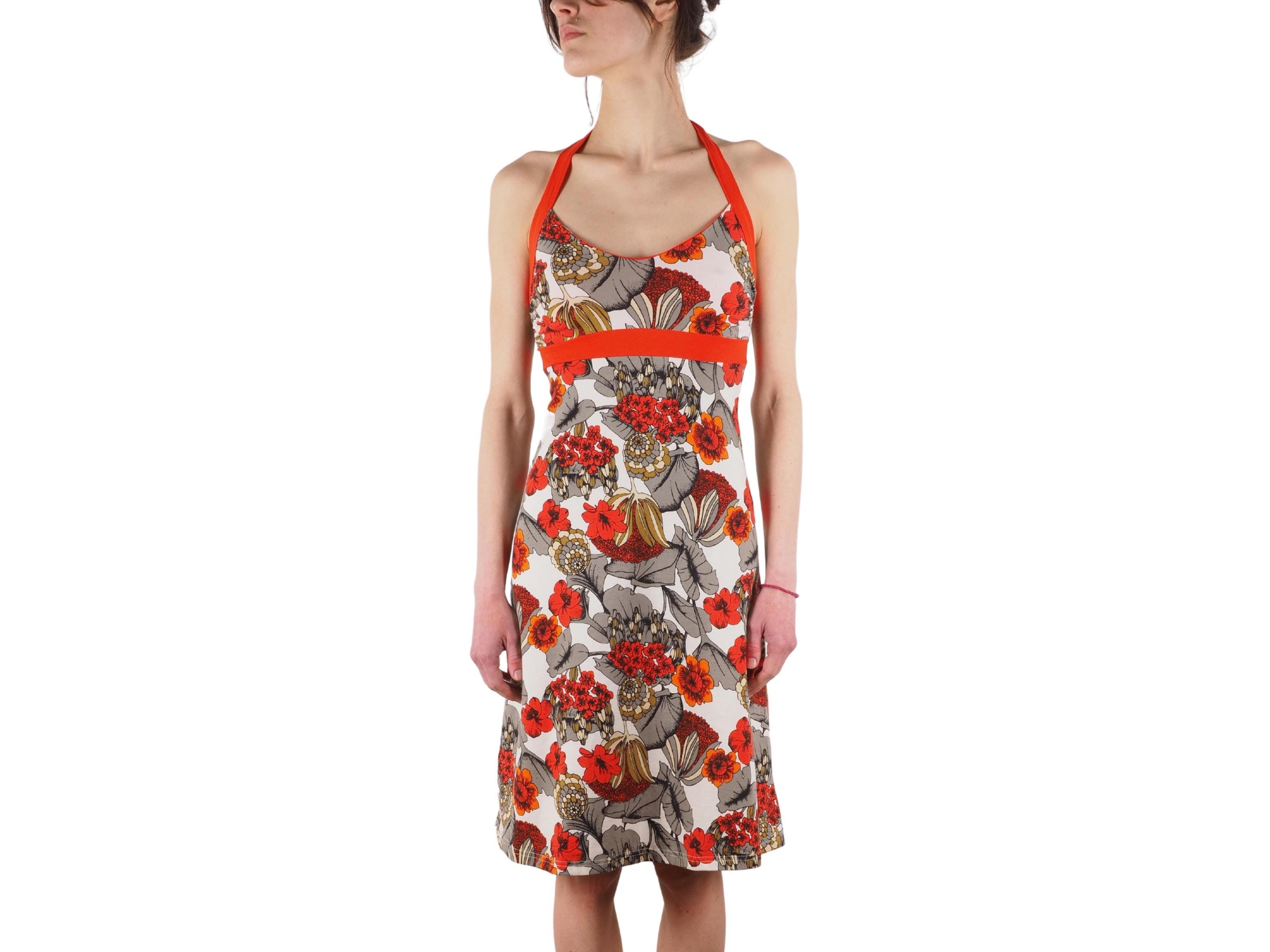 iliana halter dress patagonia Women's Orange Floral Size XS Organic cotton