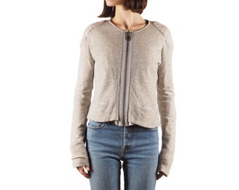 Acne Studios Kofta Vintage Dam Grå Beige Ull Zip Racer AW10 L / Stor