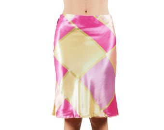 Versace Jeans Couture Vintage Women's Satin Harlequin Midi Skirt IT 40 / US 4