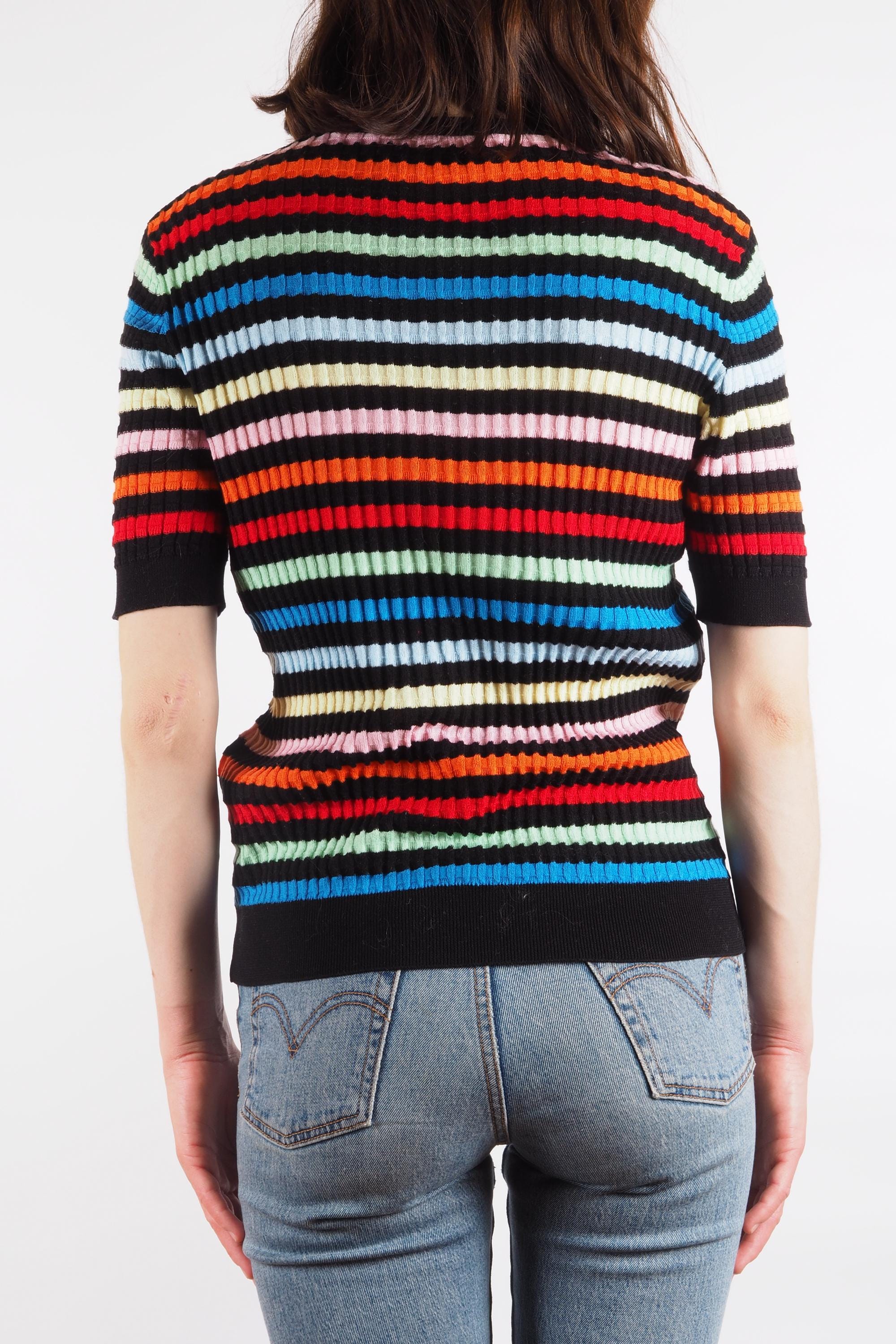【正規品】Sonique knit tops Sonia Rykiel Sweater Women Multicolor Striped Rib Knit Short