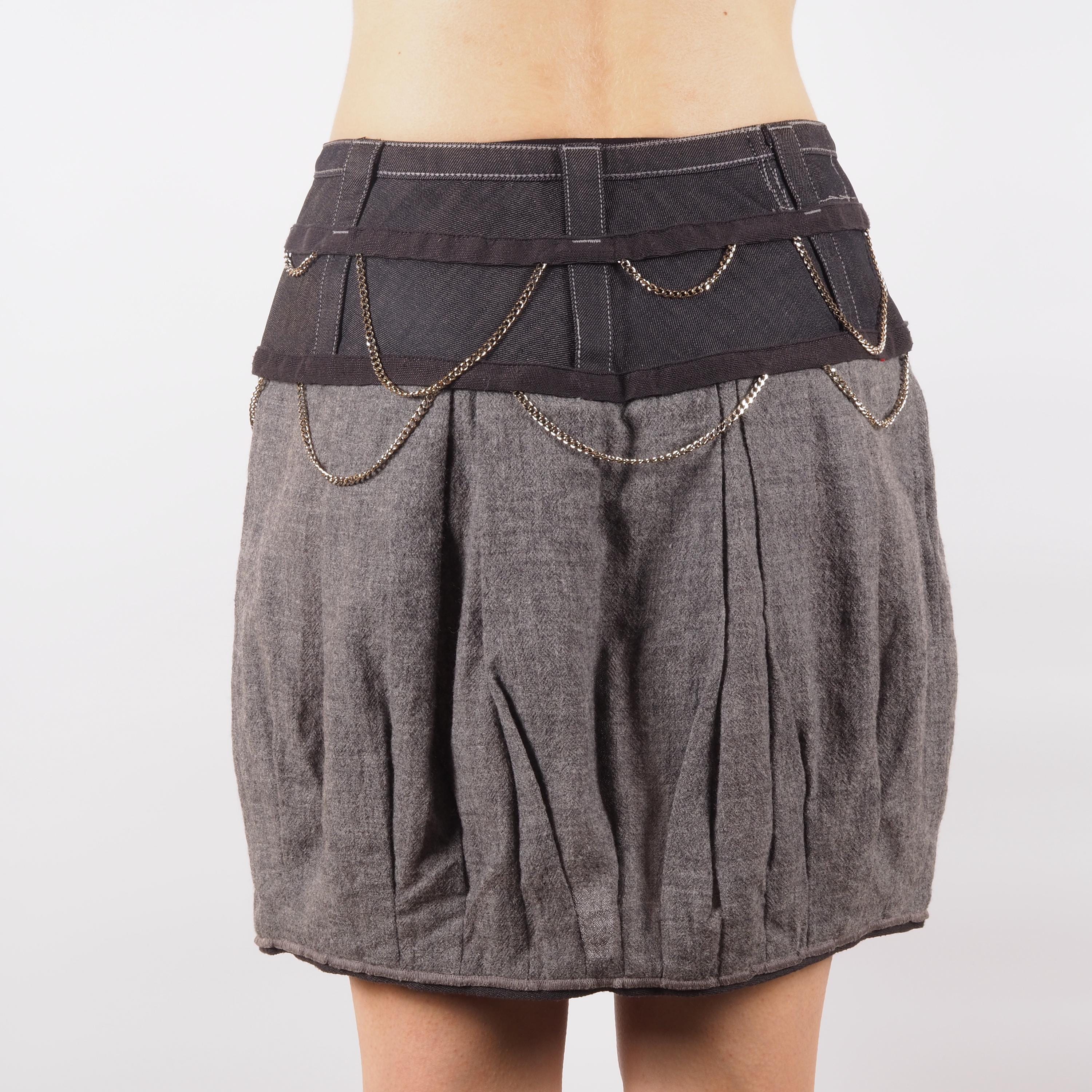 Marithe Francois Girbaud Skirt Women Wool Denim Low Waist Balloon