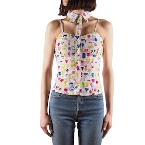 Moschino Jeans Crop Top Vintage Women Choker Crazy IT 40 / US 6 XS / S Y2K 90s