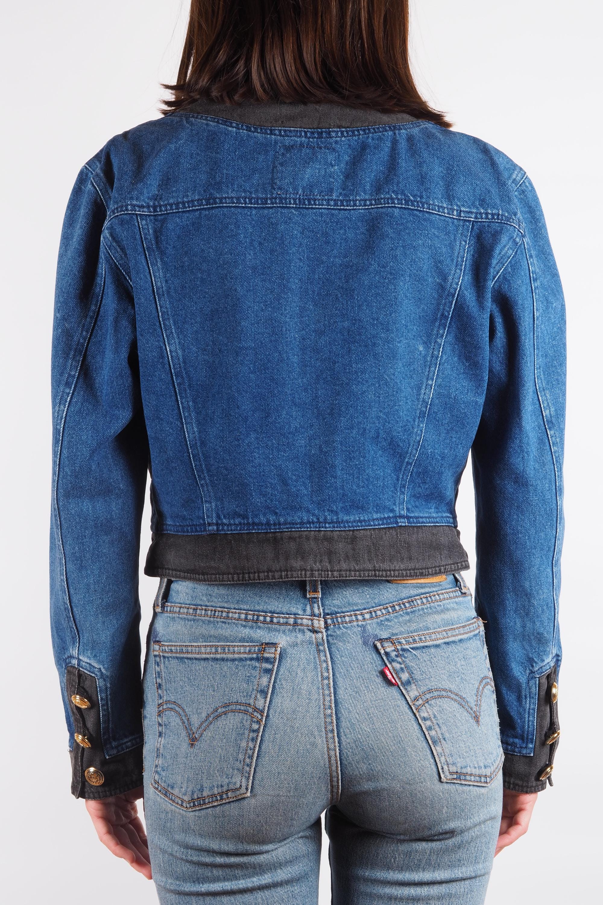 Moschino Jeans Denim Jacket Vintage 90s Women Blue Black Cropped