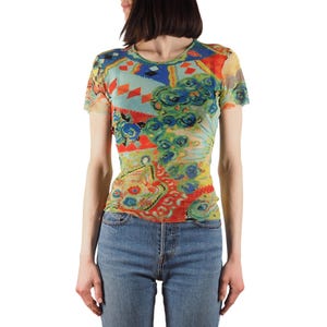 Vintage 90s Kenzo Blue Mesh Top, Native Long Sleeve Top