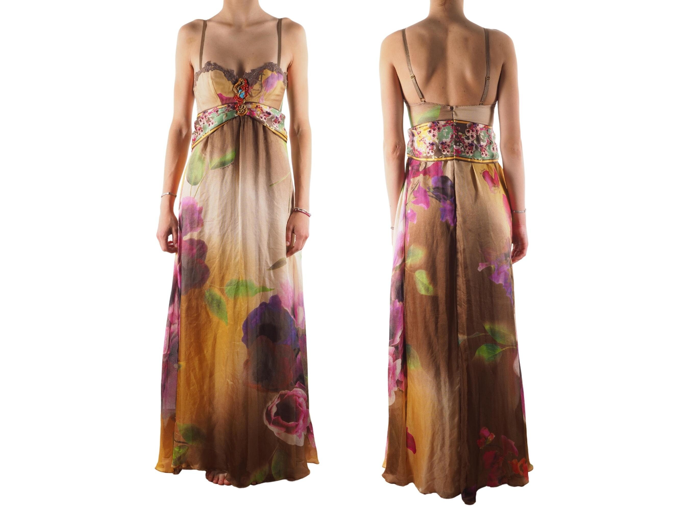 roberto cavalli dress ロベルトカヴァリ　ワンピースsilk Roberto Cavalli Silk Maxi Gown Dress Vintage Long Summer