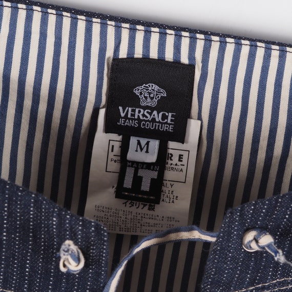 Vintage Versace Jeans Couture Top Blue Denim Crop… - image 3