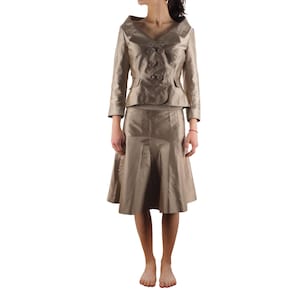Moschino Cheap and Chic Suit Set Vintage Women Satin Skirt Blazer Jacket US 8 IT 42