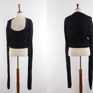 Vintage Azzedine ALAIA Paris Black Long Sleeve Top Blouse L Large 80s Ultra Rare image 1