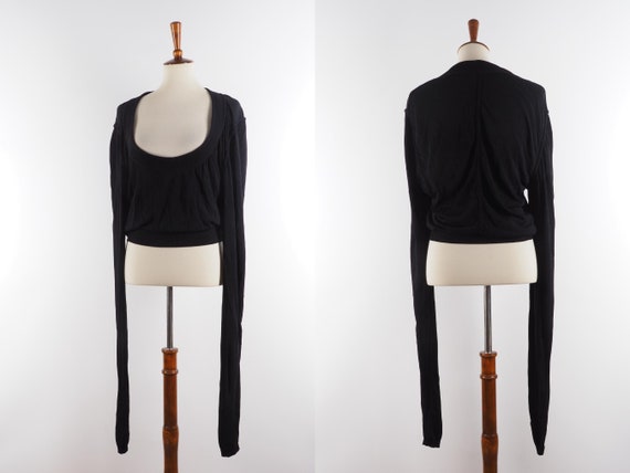 Vintage Azzedine ALAIA Paris Black Long Sleeve To… - image 1