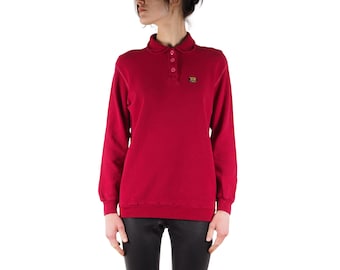 Polo de punto de manga larga con cuello rojo para mujer, talla L/XL, de Sonia Rykiel Vintage.