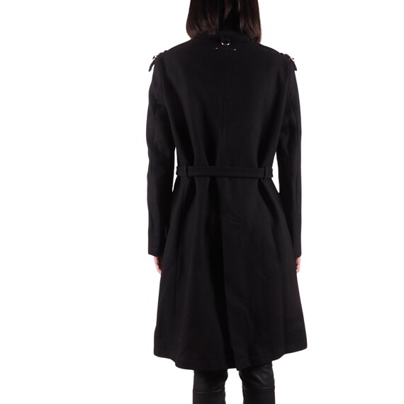 Maison Margiela Wool Trench Coat Vintage Women Black Belted Heavy