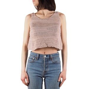 Sarah Pacini Tank Top Vintage Women’s Knit Beige Metallic Cropped One Size