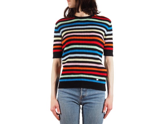 Sonia Rykiel Sweater Women Multicolor Striped Rib Knit Short