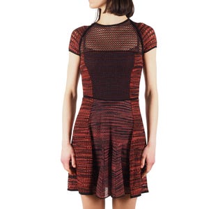 Missoni Mini Dress Vintage Women Red Black Mesh Knit Fit & Flare Size IT 40 / US 4