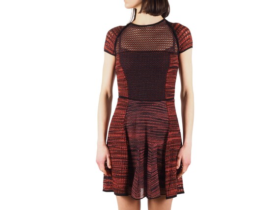 Missoni Vintage Knit Mini Dress: Red Black Mesh, Fit & Flare (IT 40 / US 4)  - Etsy