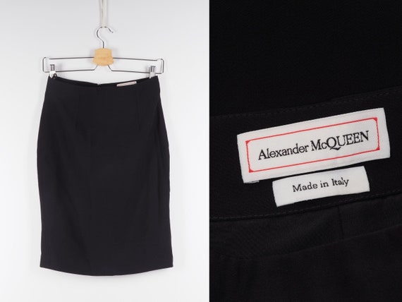 Alexander McQueen, Alexander McQueen McQ Pencil Skirt Women Black Viscose Silk 40