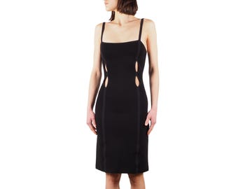 Gianni Versace versus uitgesneden jurk knielengte dames vintage zwart IT 38