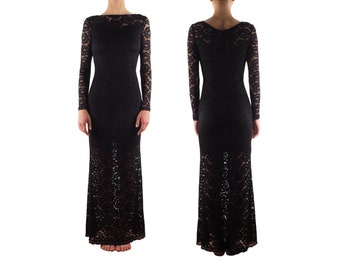 Dolce & Gabbana Dress Sheer Black Long S/S 2003 Limited Edition &quot;Vintage&quot; Size 38