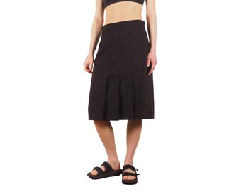 Falda midi plisada de corte A negra para mujer Akris Punto Talla US 8 / FR 40