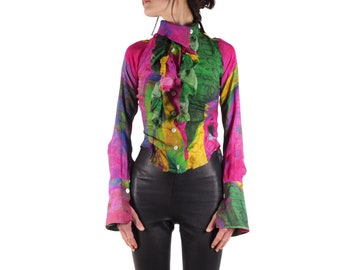 Vivienne Westwood Vintage Women Distress Painted Shirt Blouse size UK8 US4 XS S