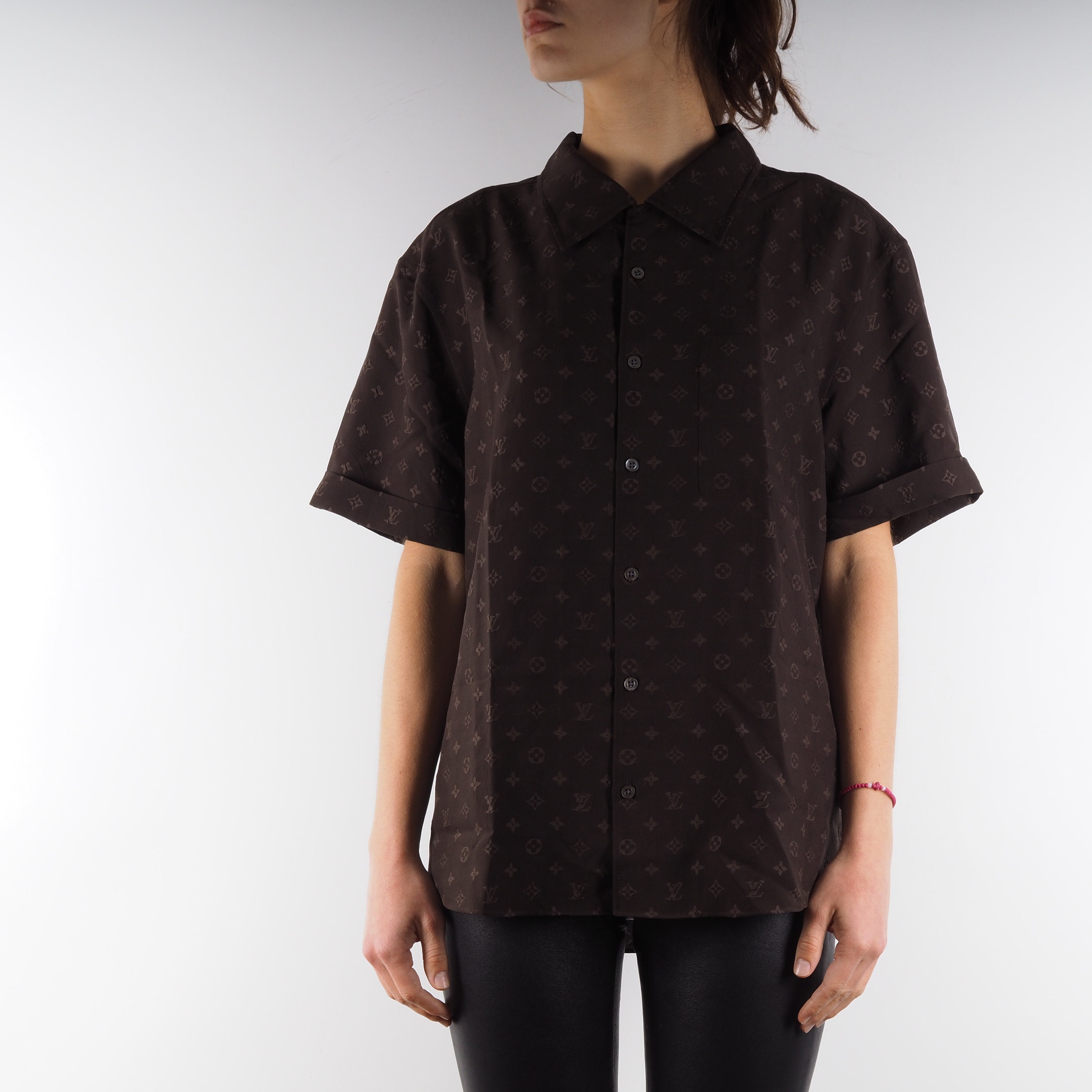 Louis Vuitton Logo Short Sleeve T-Shirt Tops Women Brown Beige