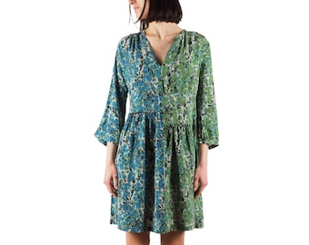 Missoni Mini Dress Women Silk Green Blue Abstract Print Size IT 46 / US 10