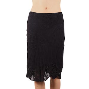 Christian Dior Skirt Vintage Women Black Textured Crepe Lace Knee Length FR 38 / US 6
