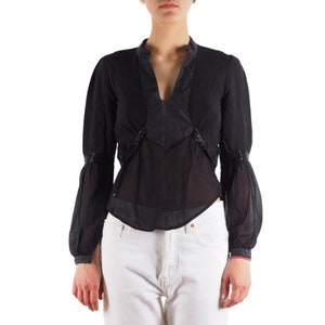 Jean Paul Gaultier Top Blouse Women Black Sheer Embroidered