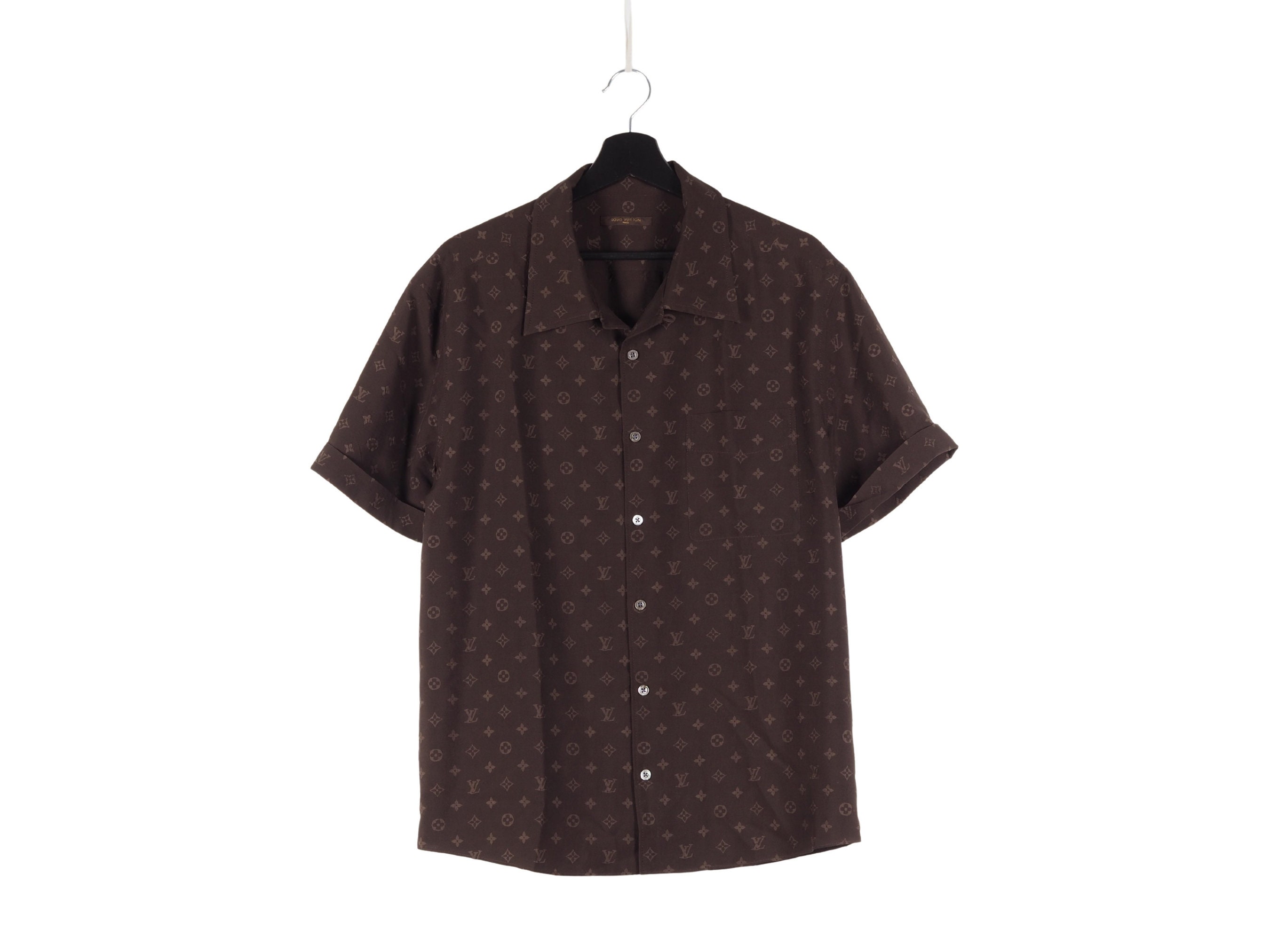 Louis Vuitton, Shirts, Authentic Louis Vuitton Black Flocked Monogram  Classic Shirt A979e