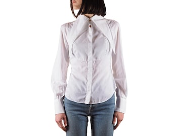Vivienne Westwood White Shirt Vintage Women Pointed Collar Textured Size IT 40 / US 6