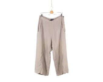 Oska Women’s Beige Linen Wide Leg Cropped Pants Size 4 / US 12-14
