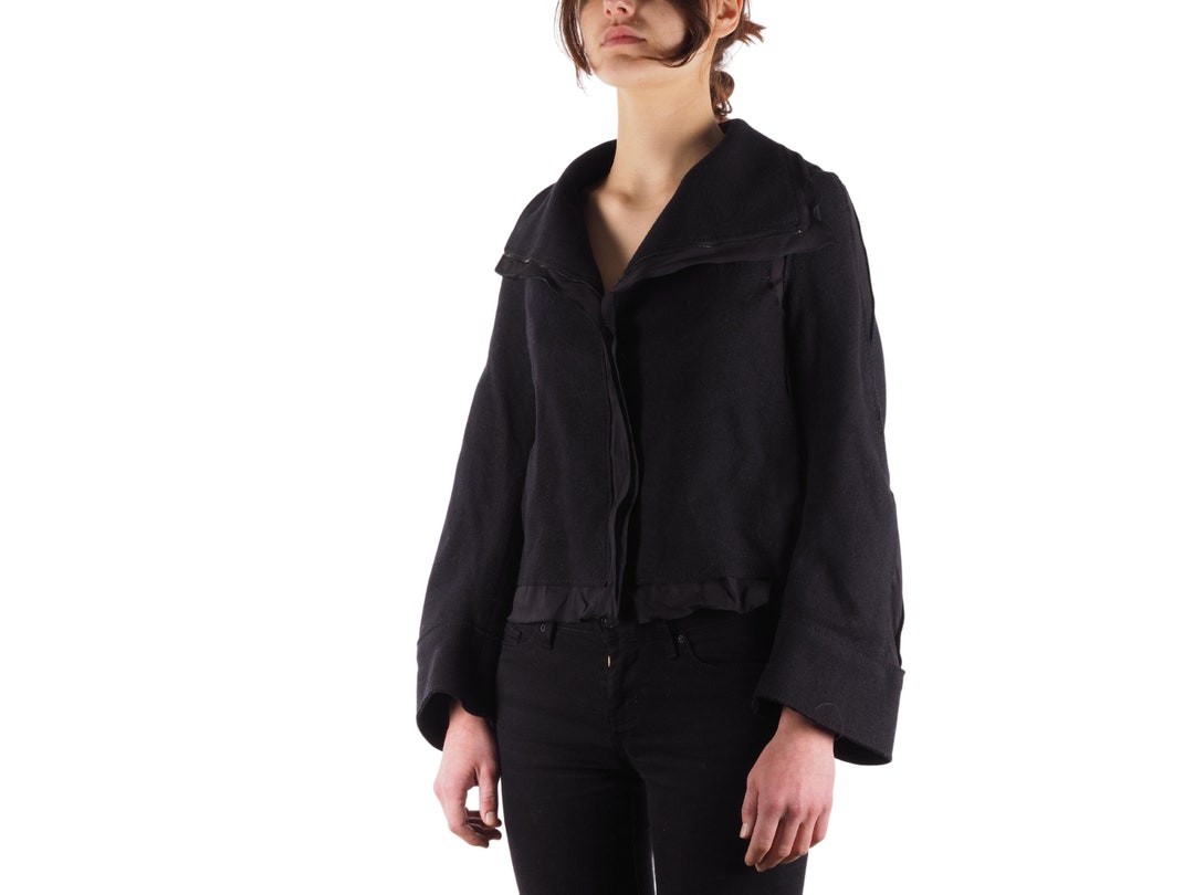 ラペルラ レザージャケット レディース ウール ブラック ジップ サイズ