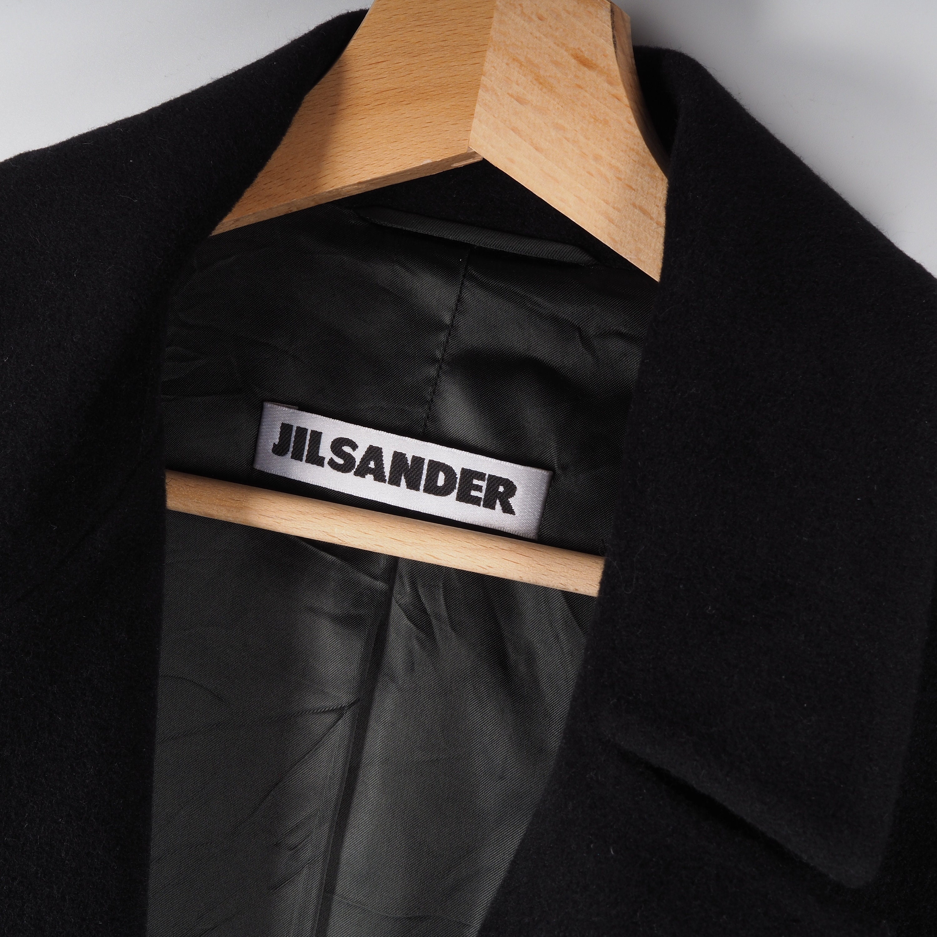 Jil Sander Wool Coat Jacket Vintage Women Black Angora Open Size Jil Sander Wool Coat Jacket Vintage Women Black Angora Open Size