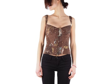 Roberto Cavalli Vintage 2003 Womens Zodiac Astrology Crop Top Corset size 42 / S