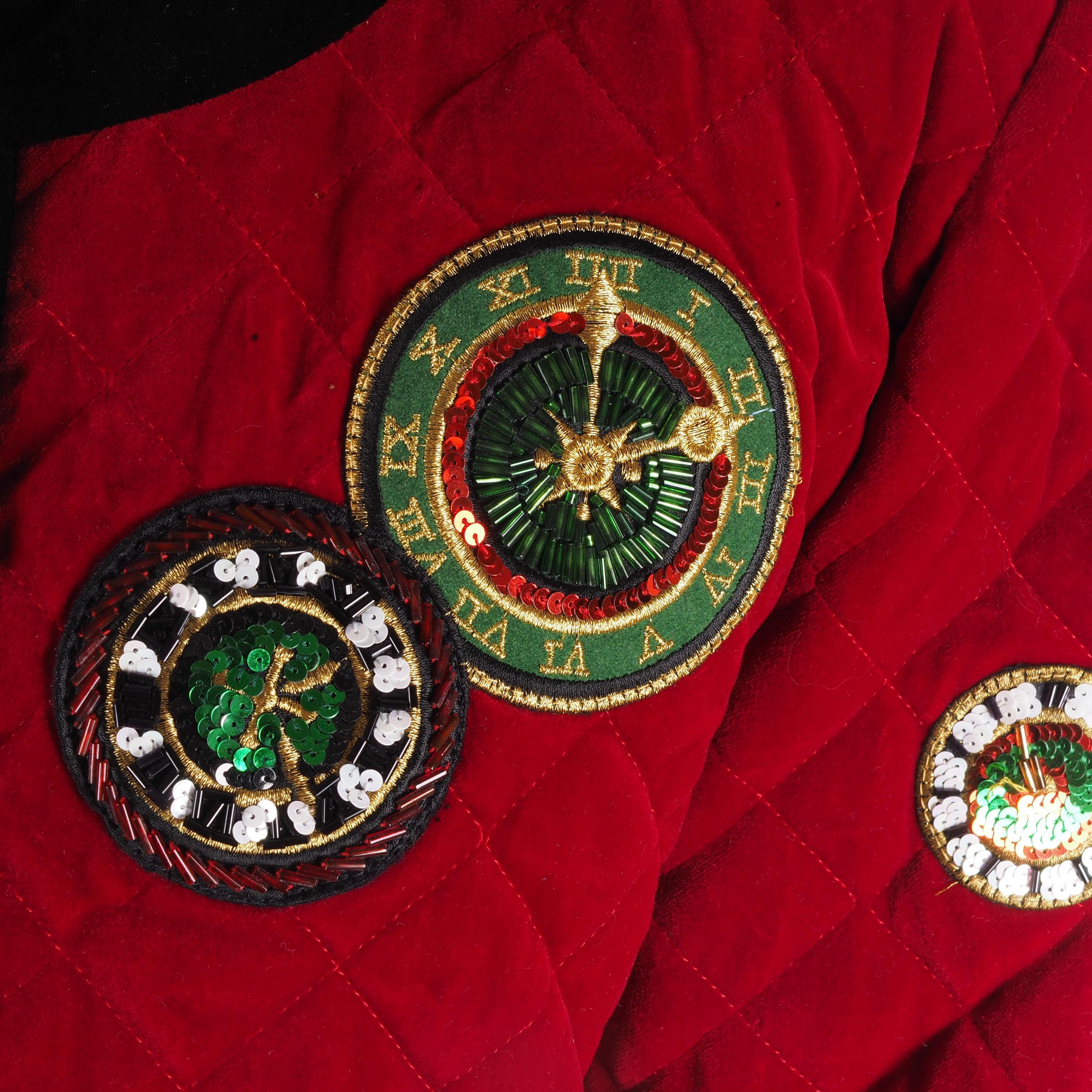 Escada by Margaretha Ley Velvet Jacket Quilted Embellished “clock