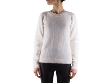 Maglione Acne Studios da donna in angora e mica bianco avorio, taglia S / Small