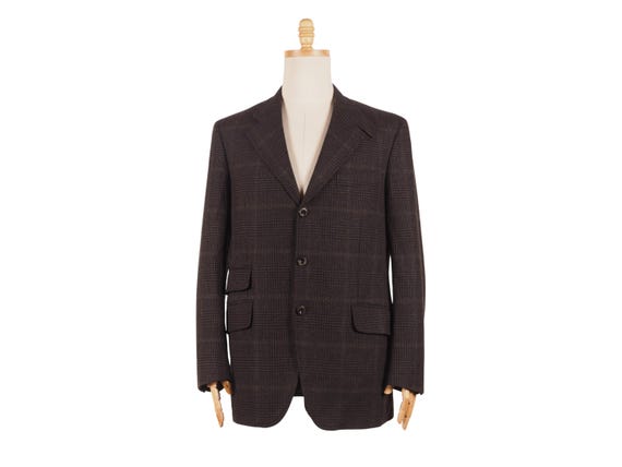 Etro, ETRO Milano Vintage Men's Brown Wool Glen Plaid Blazer Size EU 52 / US 42
