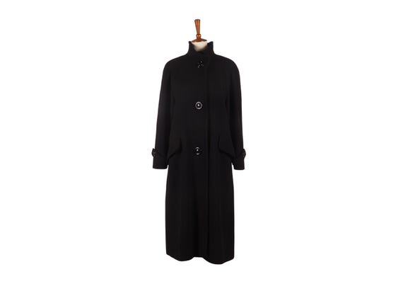 Akris, Akris Vintage Women's Black Wool Cashmere Funnel Neck Maxi Coat EU 38 / US 8