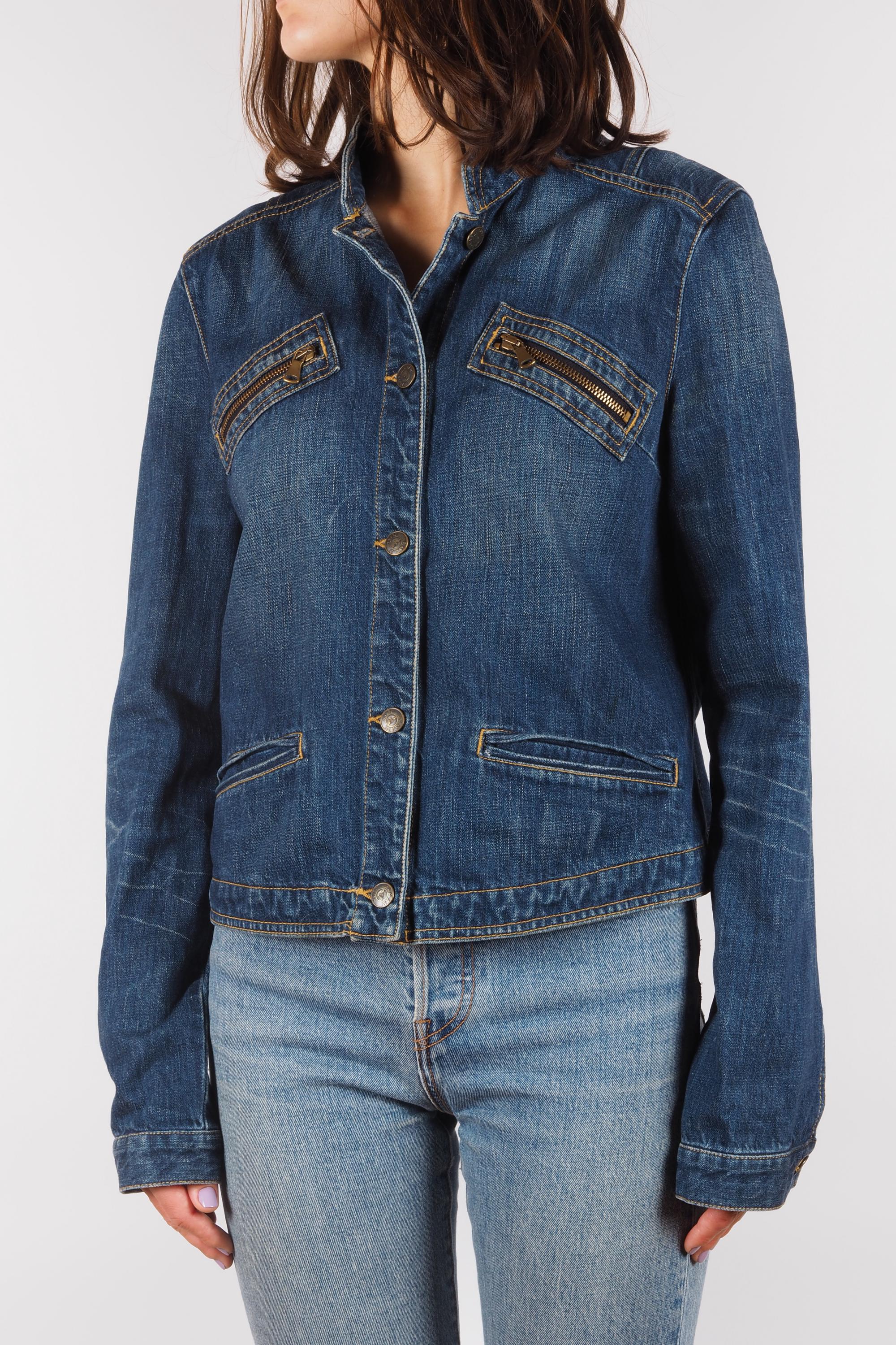 1990s ARMANI Jeans ソフトジャケット　ネイビー　イタリア製 Giorgio Armani Jeans Italy Vintage 90s Designer Women High Waist