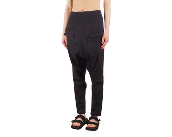 Pantalones cargo cortos de lino azul marino oscuro para mujer Rundholz, talla M