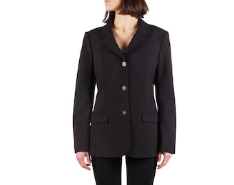 Blazer ajusté noir à fines rayures Versace Jeans Couture vintage pour femme, taille IT 44