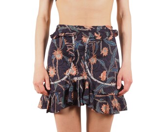 Minifalda azul marino con encaje y detalles florales de Isabel Marant para mujer, talla FR 34 / US 2
