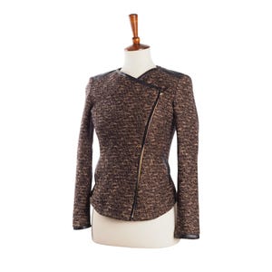 Hugo Boss Jacket Women Leather Trim Asymmetrical Zip US 4 / US 6 / S Small
