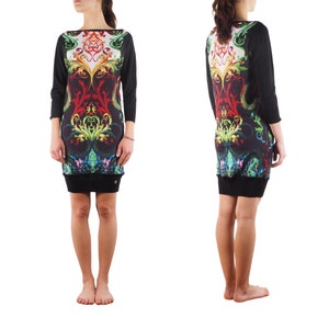 Roberto Cavalli Dress Women Viscose Abstract Print Multicolor Cocktail Mini IT 42