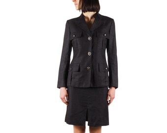 Conjunto de falda y chaqueta Gianni Versace V2, estilo vintage, para mujer, color negro, talla IT 40