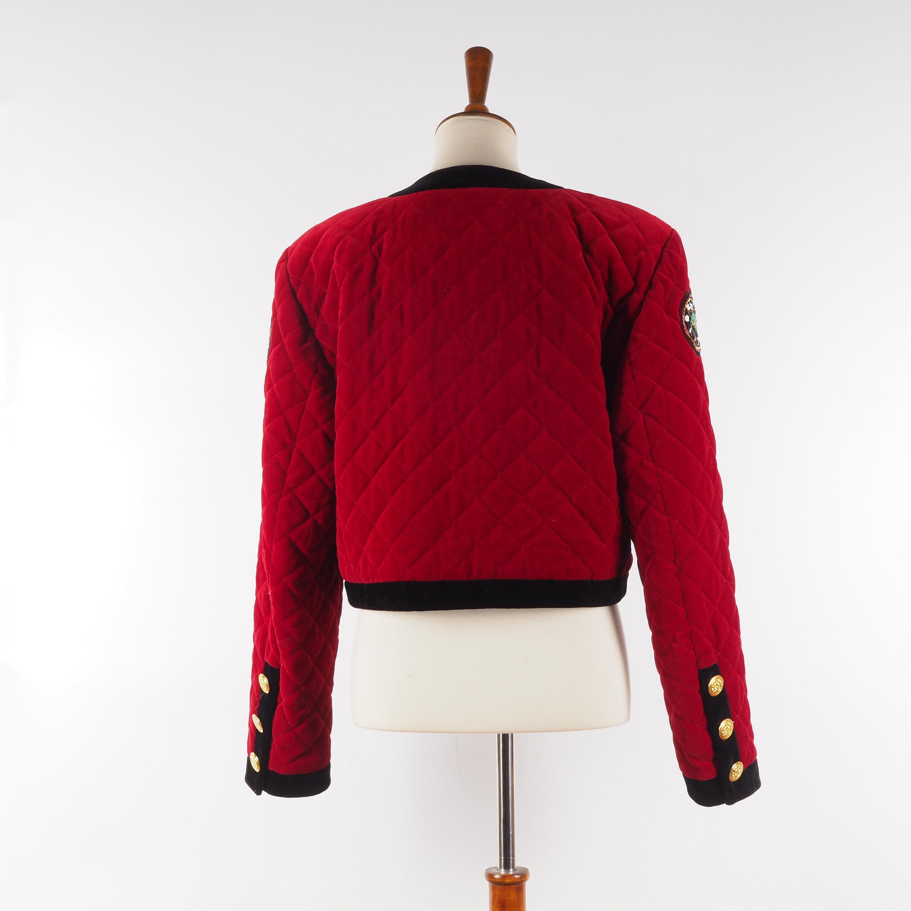 Escada by Margaretha Ley Velvet Jacket Quilted Embellished “clock